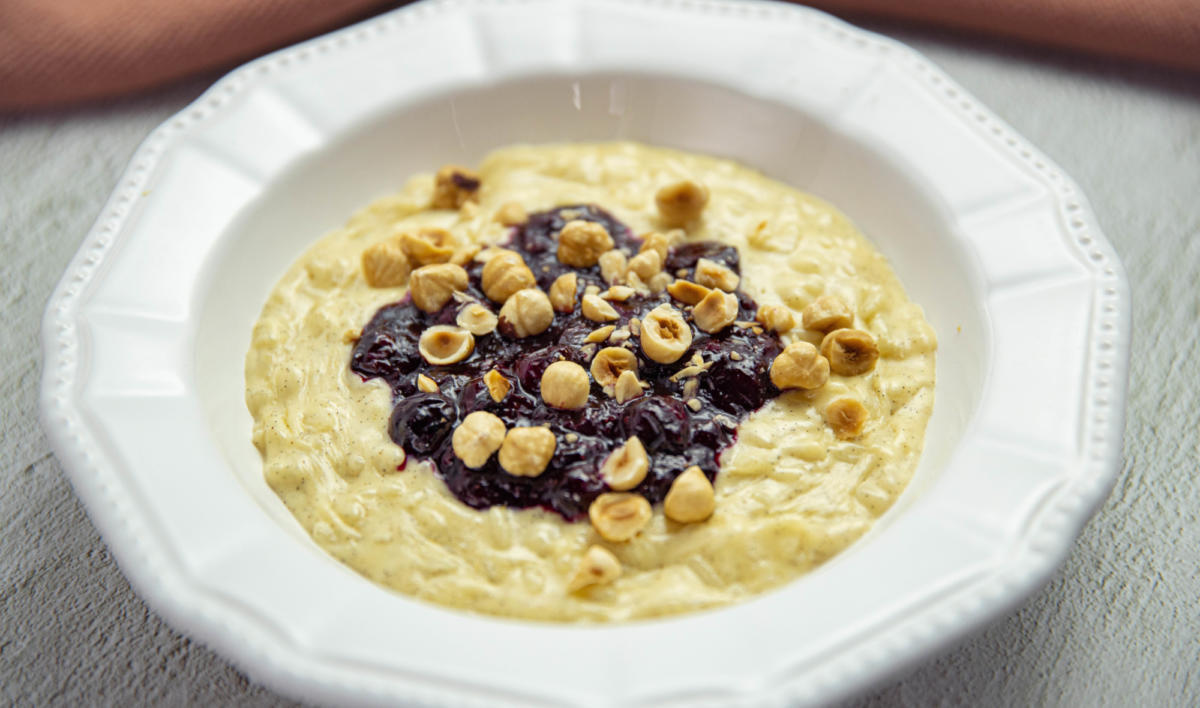 Warm Blueberry Rice Pudding
