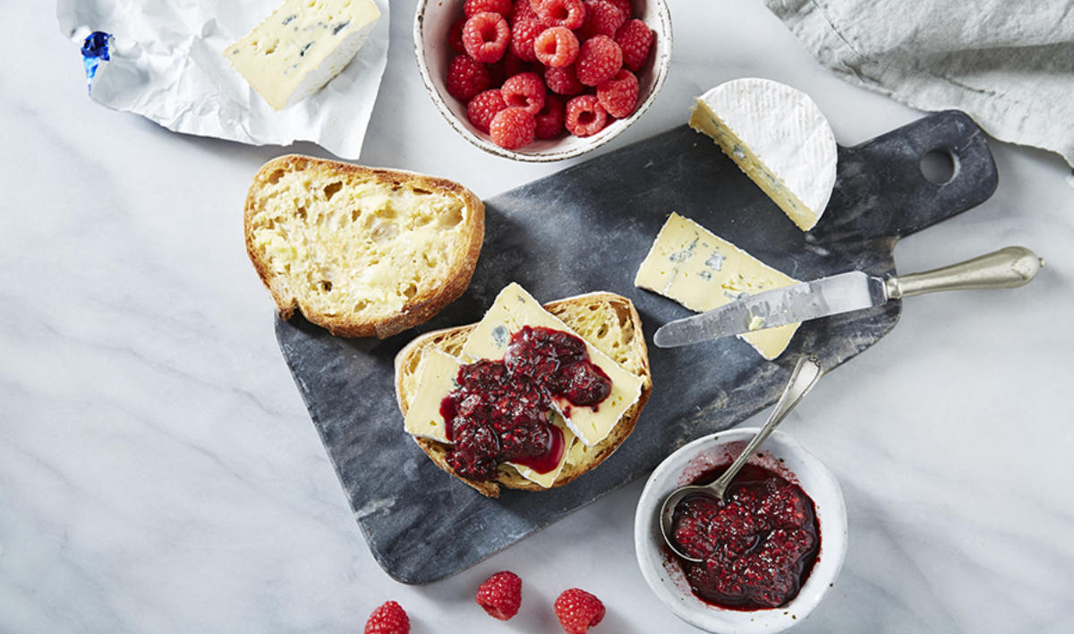 Blue brie & raspberry toasted sandwich
